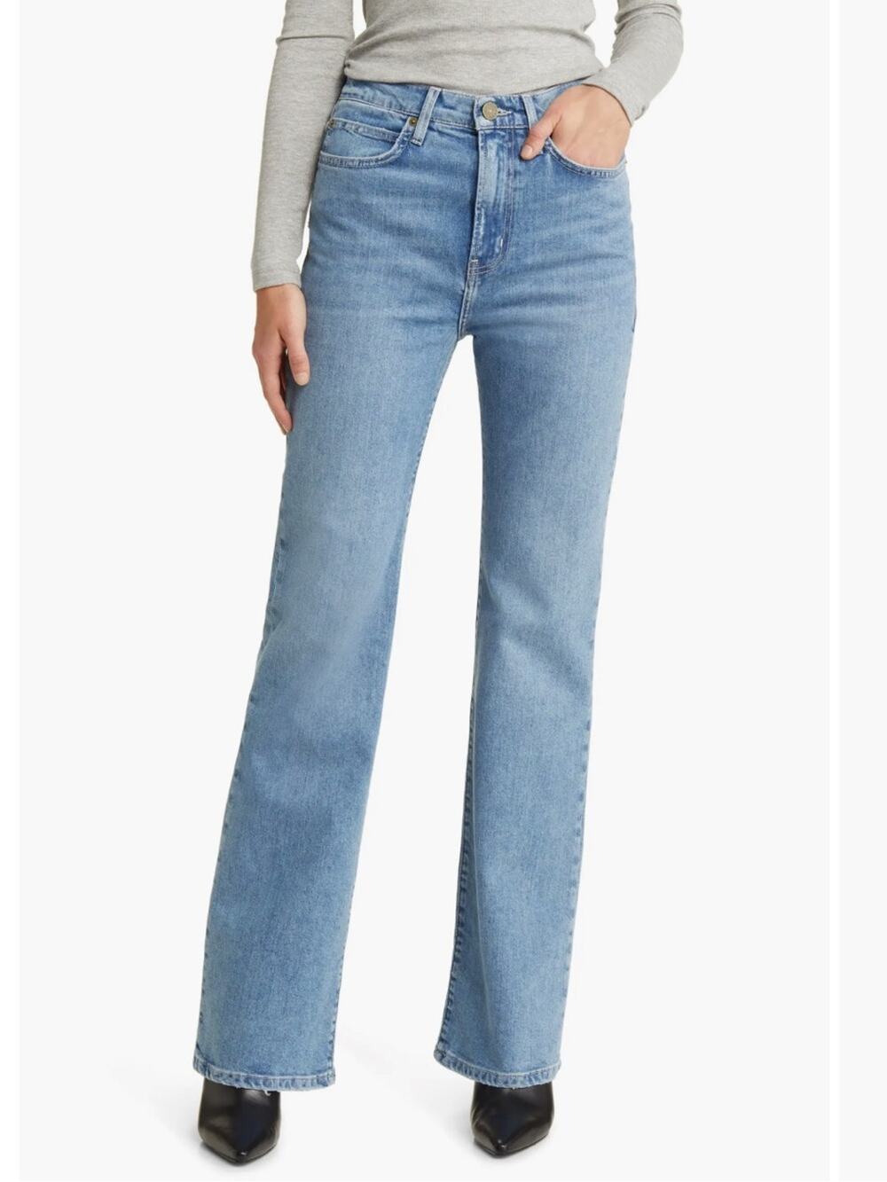 Frame Slim Stacked Gloomy Skies Straight Leg Jeans